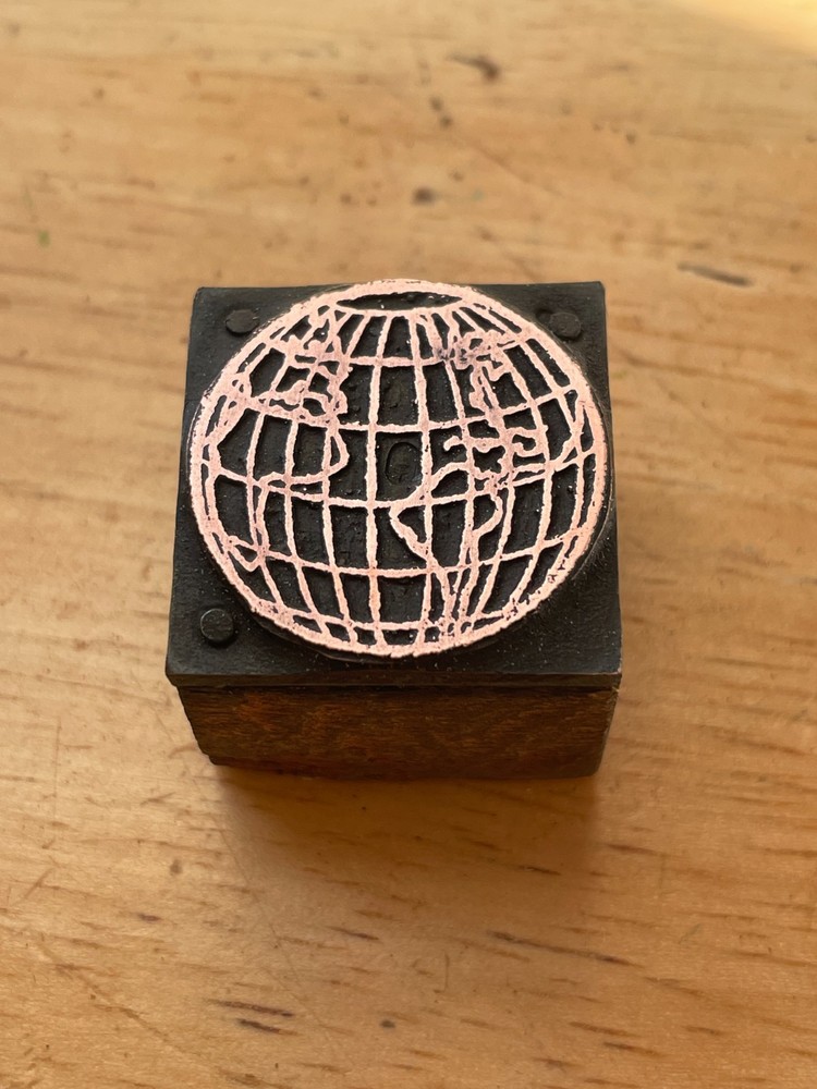 Printing Letterpress Printers Block Copper Globe (165)