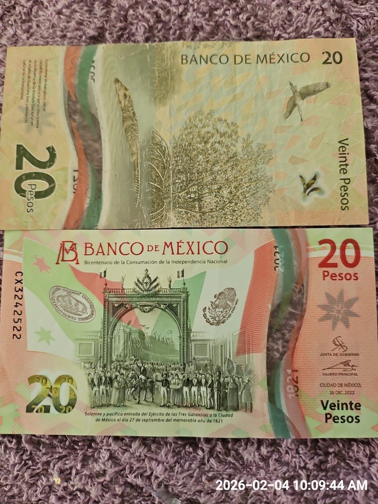 Mexico 20 Peso  Polymer  Banknote