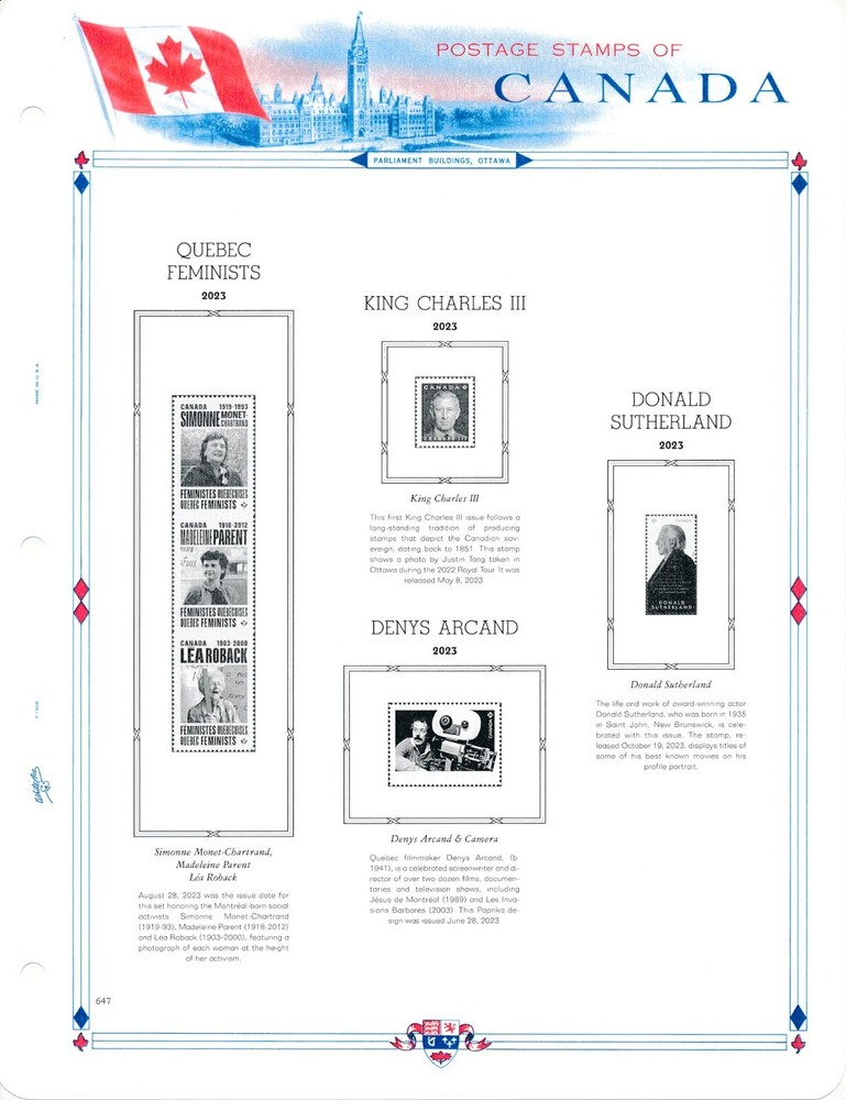 WHITE ACE 2023 Canada Commemorative Singles Stamp Album Supplement CC-68 NEW!