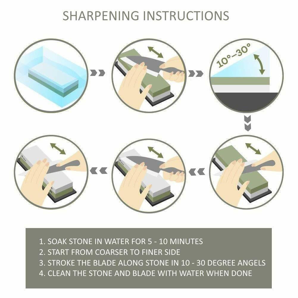 Knife Sharpening 1000/6000 Grit Stone Kitchen Double Side Polishing Sharpener US