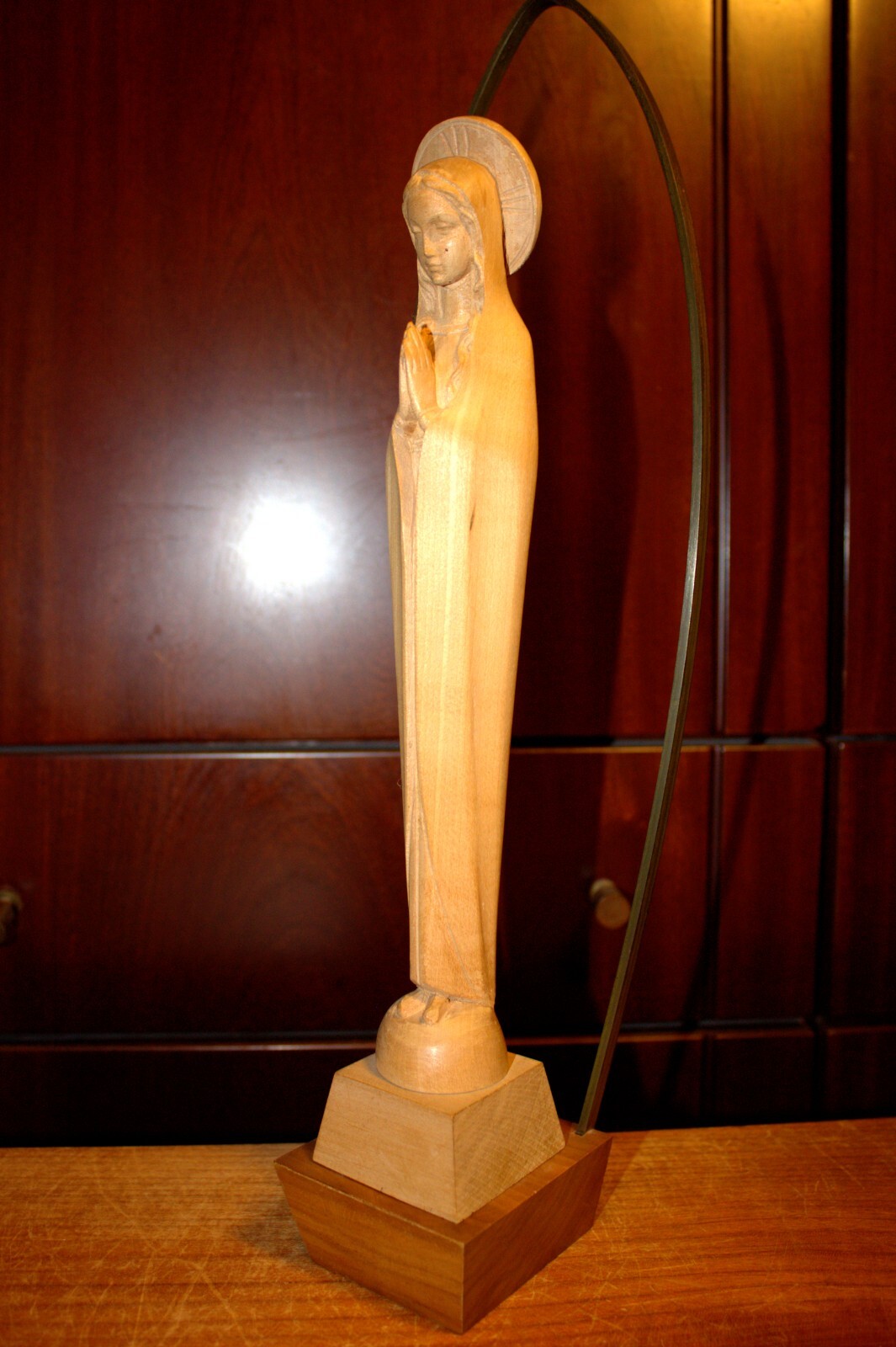 ANTIQUE 12/15" HAND CARVED WOOD CATHOLIC VIRGIN MARY OUR LADY STATUE FIGURE GIFT