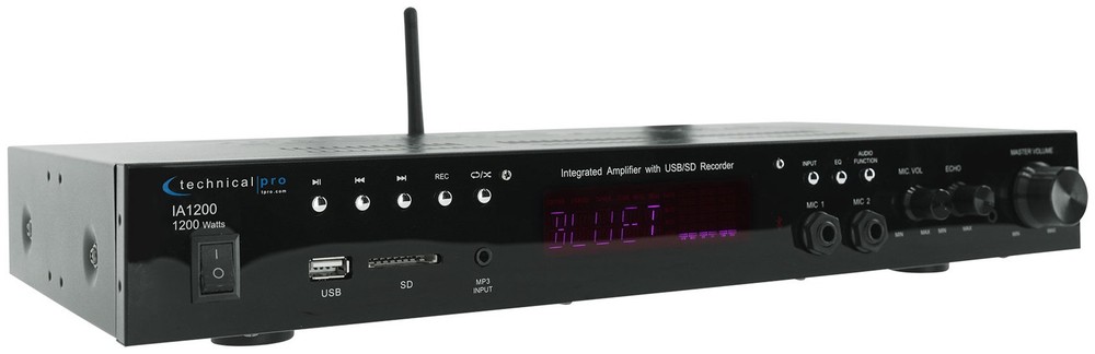 Technical Pro IA1200 Pro Integrated Amplifier w/ 2) Mic inputs+USB/SD/AUX/RCA