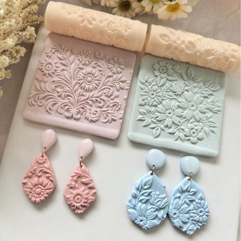 French Pattern Soft Pottery Earring Polymer Texture Roller For Clay Crafting