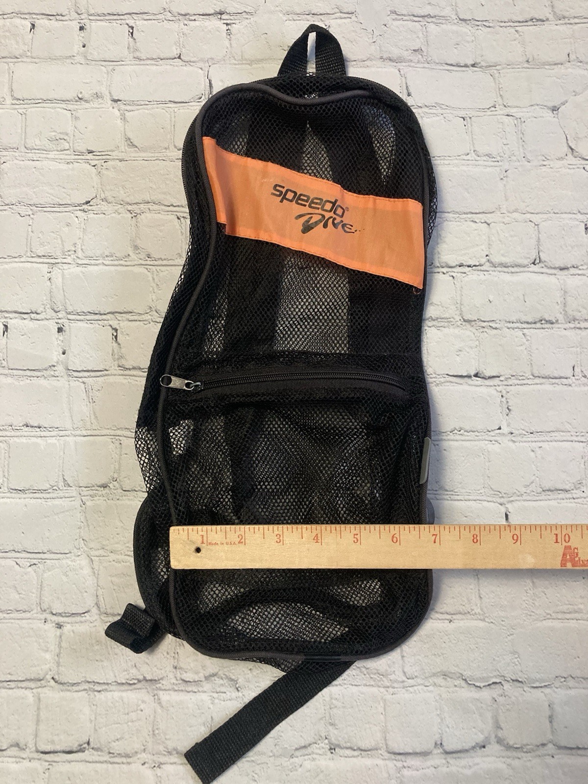 Speedo Dive Mesh Backpack Lightweight Swim Bag For Snorkel Flippers Orange #2