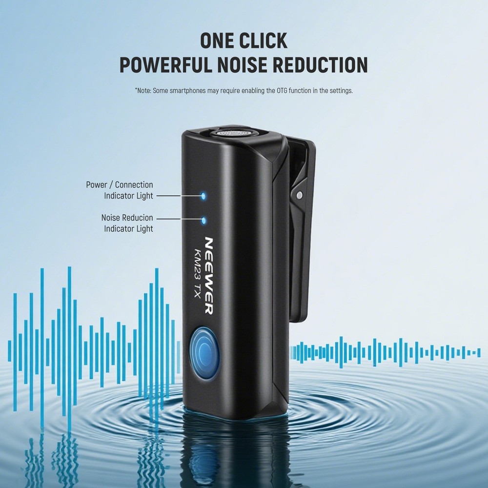 NEEWER KM23D Wireless Lav Mic for iPhone/Android/PC, 40m Range, 1RX+2TX
