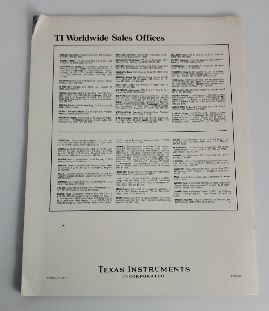 Texas Instruments Optoelectronics Master Selection Guide CL-346A Vintage 1981