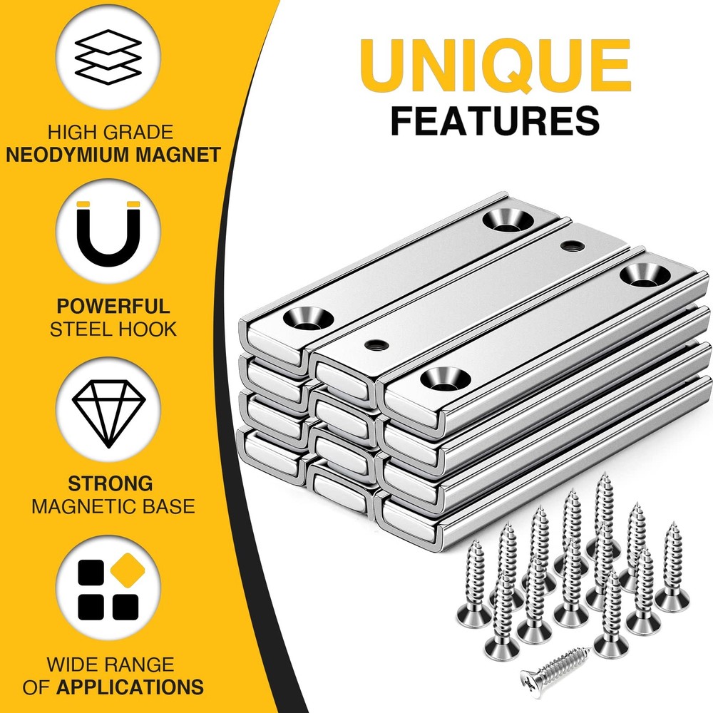 Strong Neodymium Rectangular Pot Magnets with Counter Bore, Countersunk Hole ...