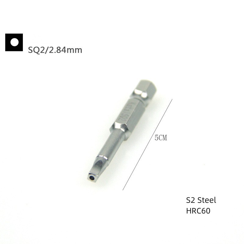 2pcs SQ2 Magnetic Security Square Screwdriver Bit 1/4" Hex Shank 2" Length