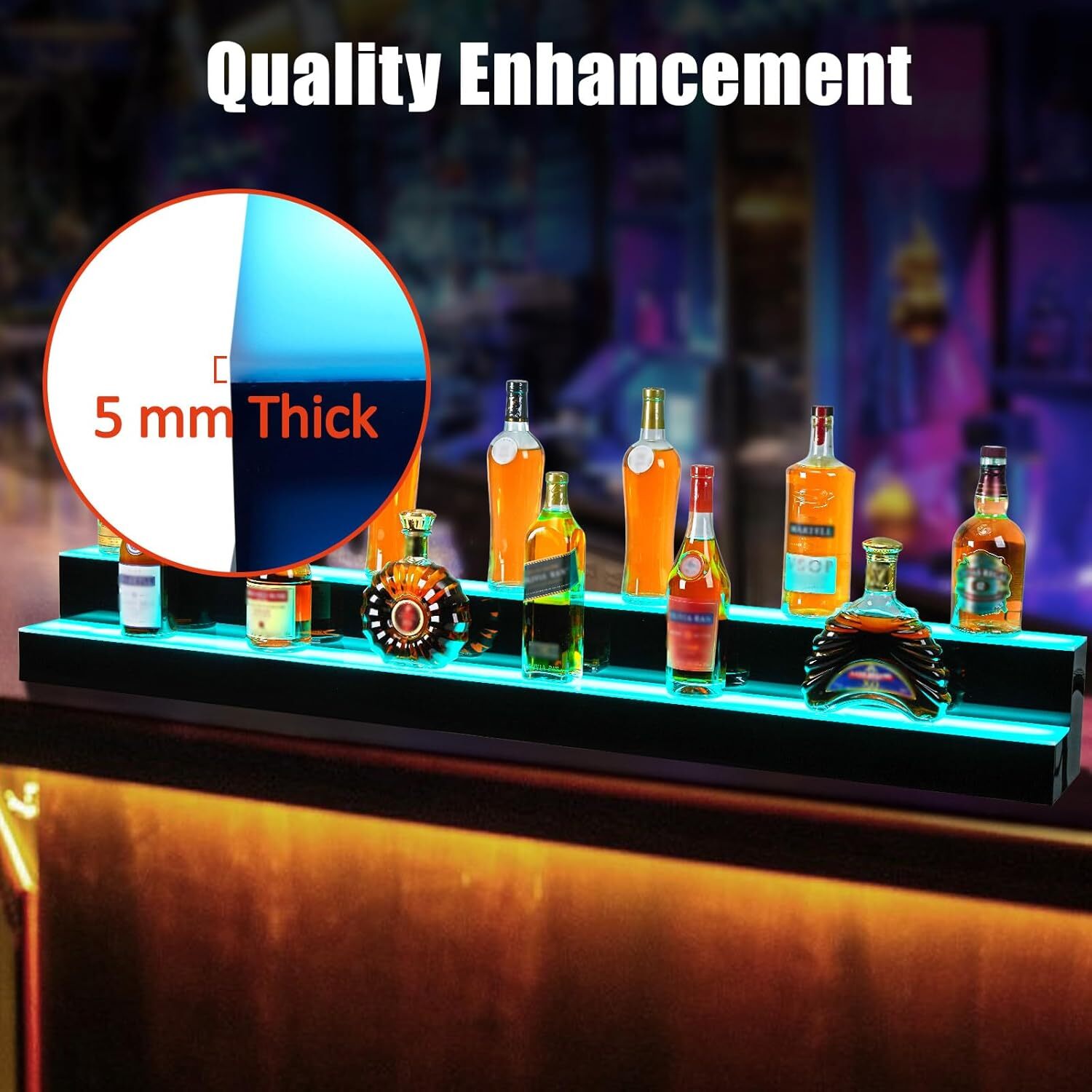 LED Liquor Bottle Display Shelf 2 Tier 60 Inch Bar Display Shelf Bottle Stand