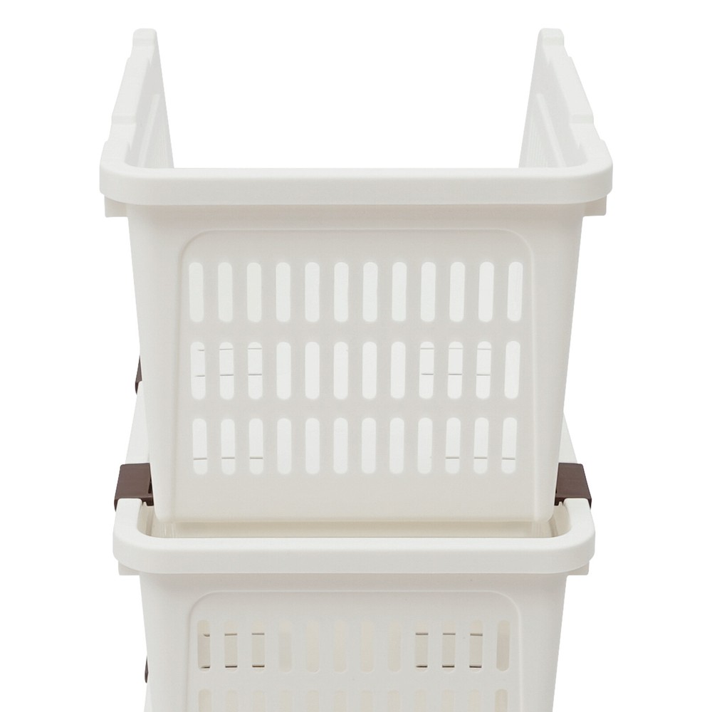 4 Pack Stacking Storage Baskets, Multifunctional PP Organizer Bins Space-Saving