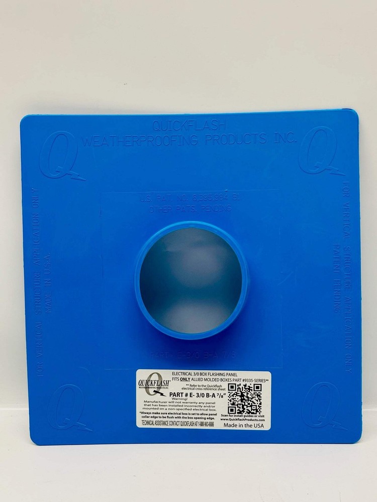 10 Pk QUICKFLASH Part E-3/0-B-A 7/8 ELECTRICAL FLASHING PANELS