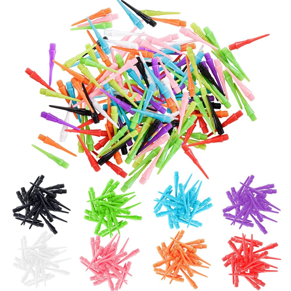 CyeeLife 2BA Thread Plastic Tip Dart Points, 8 Mixed Colors Plastic Replaceme...