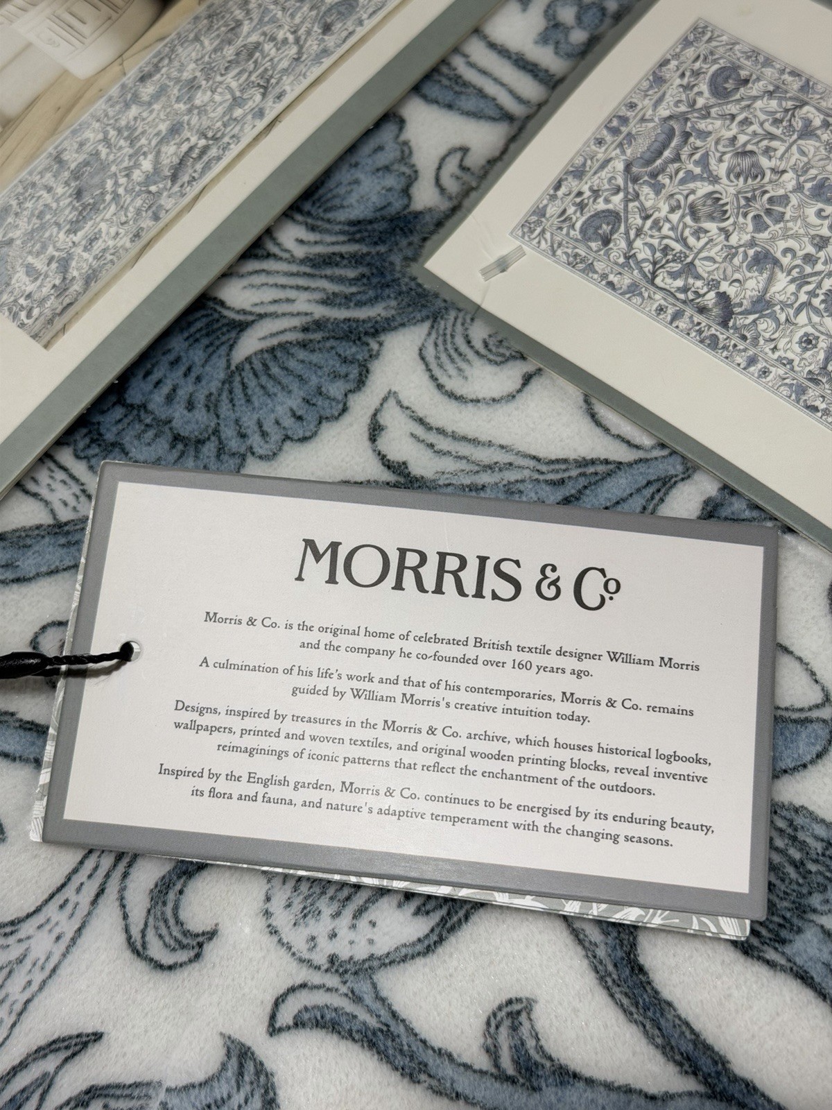 NEW Morris & Co 2 Piece Accent Rug Set Lodden Blue White 2'x5' Washable 24"x36"