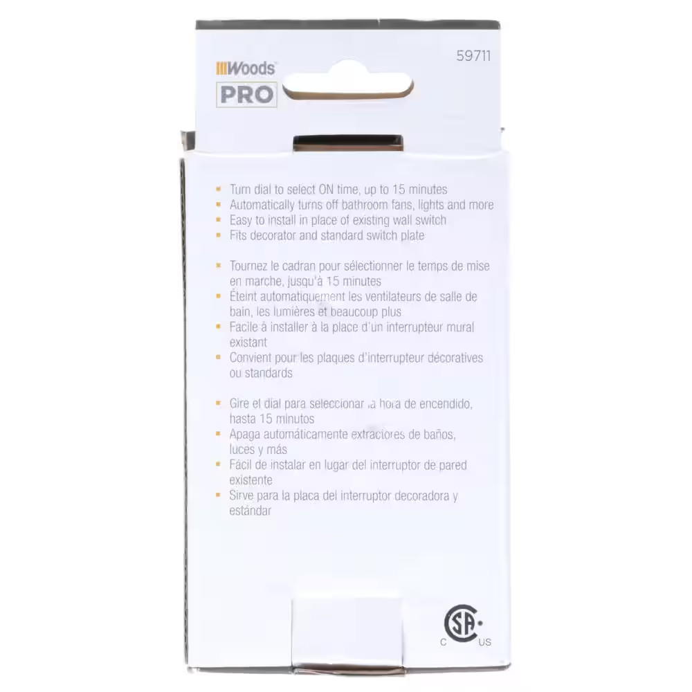 20-Amp 15-Minute In-Wall Spring Wound Countdown Timer Switch, White