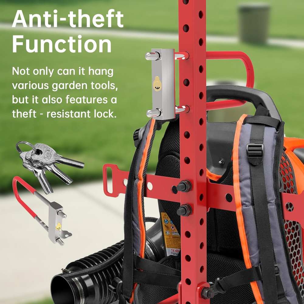 Lockable Backpack Blower Rack for Trailer, Backpack Leaf Blower Holder for Open