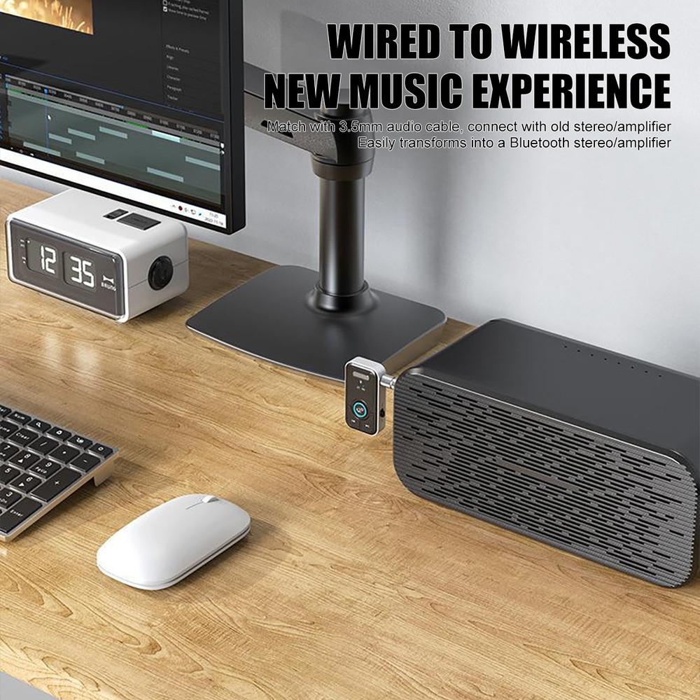 Wireless Bluetooth 5.3 Transmitter Receiver 2-in-1 Adapter Audio 3.5mm Jack Aux^