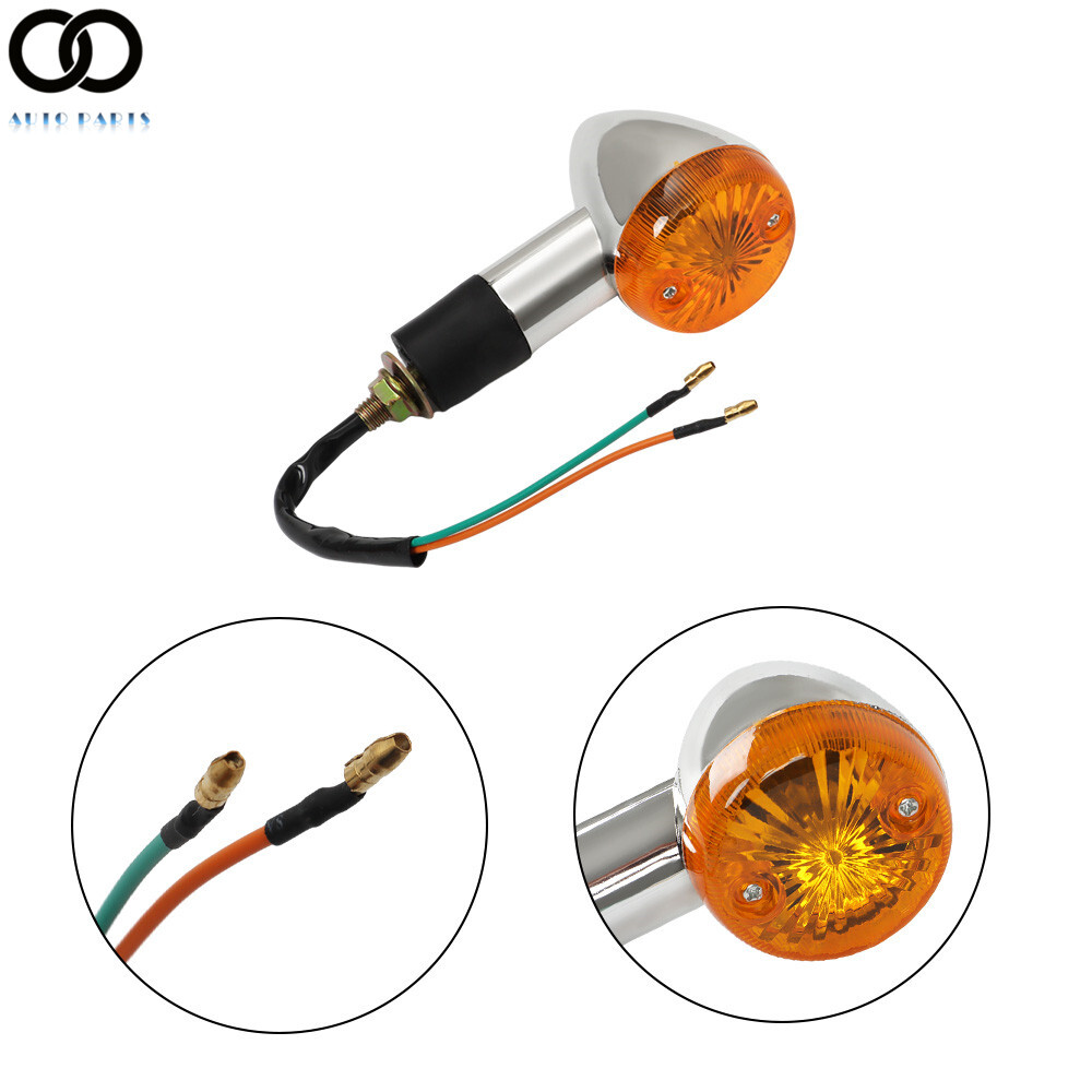 2×Chrome Amber Front Rear Turn Signal Blinker Indicator Light For Motorcycle
