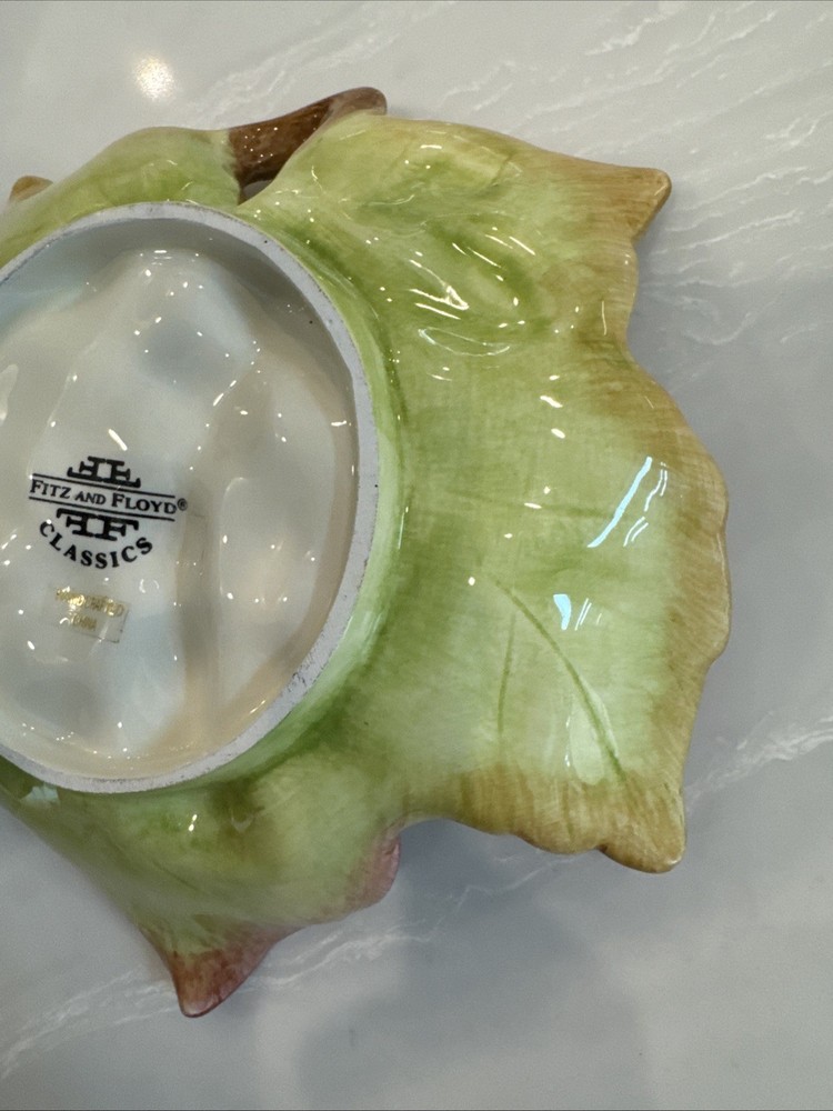 Fitz & Floyd Grapes Leaf Embossed Nut Candy Trinket Dish NOB