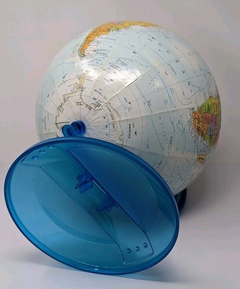 Replogle Globemaster Rotating World Globe on Blue Plastic Stand 12"