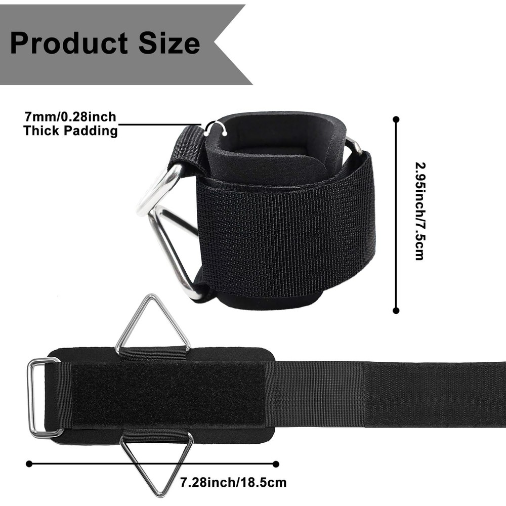 2Pack Wrist Cuffs for Cable Machine, Adjustable Neoprene Padding, One Size Fi...