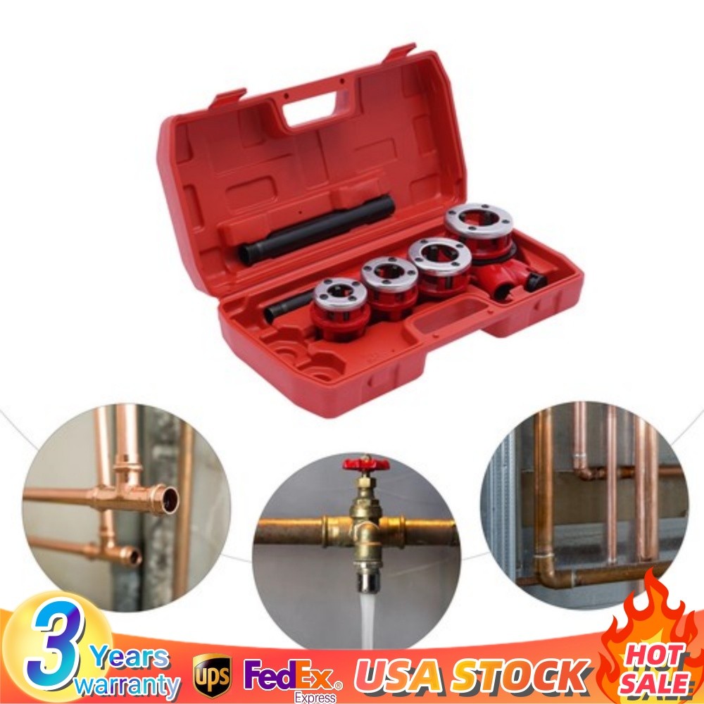 Pipe Threading Kit BSPT Manual Thread Cutting Steel Threader Plumbers Set