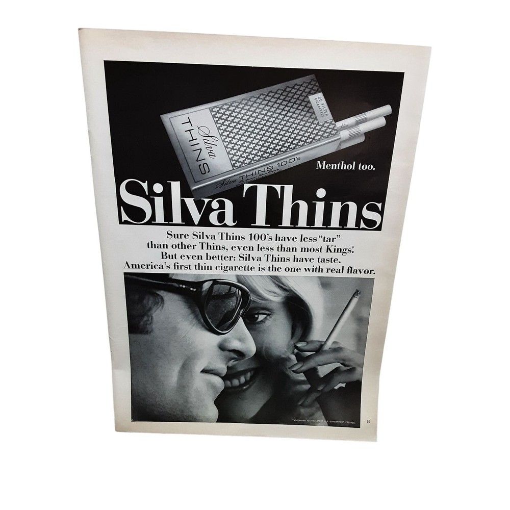 1971 Silva Thins Cigarettes Original Print Ad