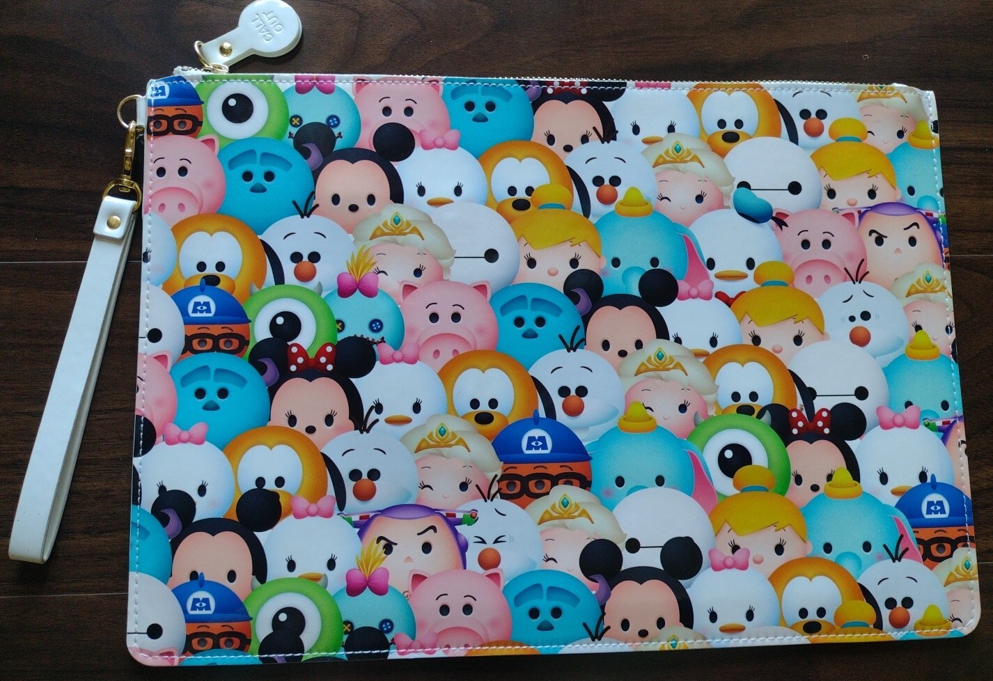 Large Disney Tsum Tsum Zip Pouch Wallet Call Out Vinyl Microfiber bag case 10x14