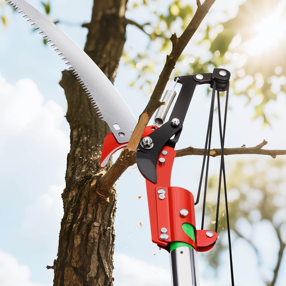 3.87-27ft Extendable Manual Pole Saw with Scissors Mechanism Pruner