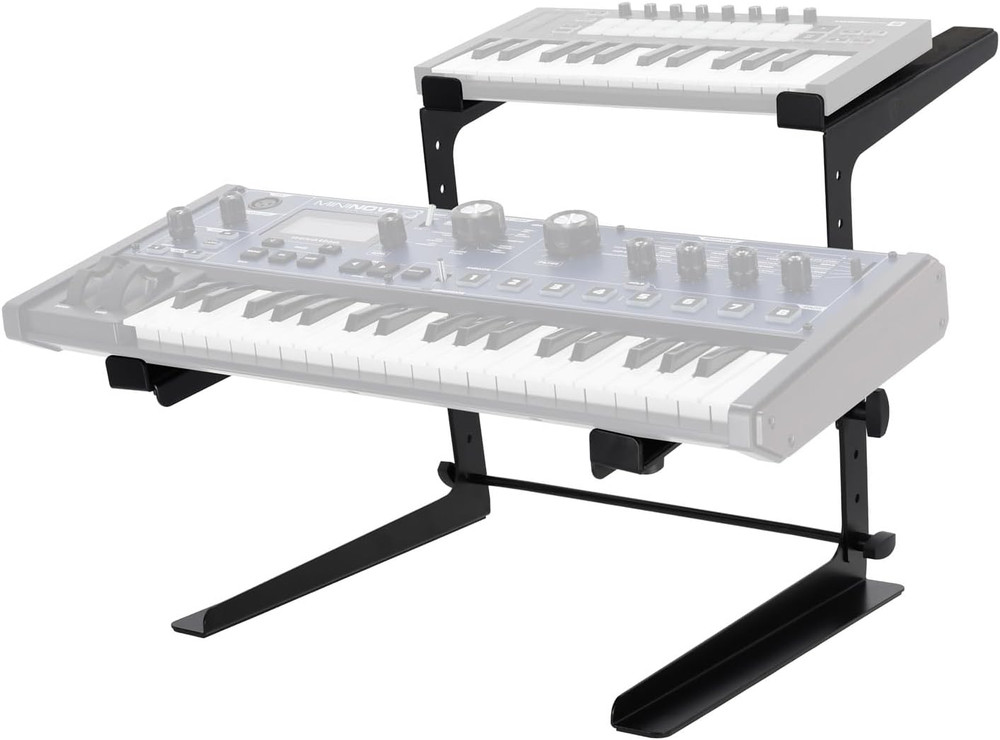 Rock2D2 Adjustable Dual Shelf DJ Controller Midi Keyboard Laptop Stand