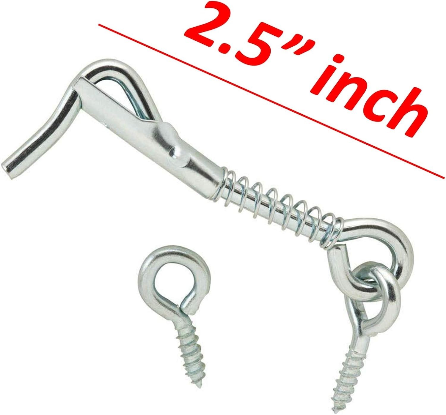 Zinc Plated Wire Gate Hook and Eye Latch with Spring Lock Pack of 4