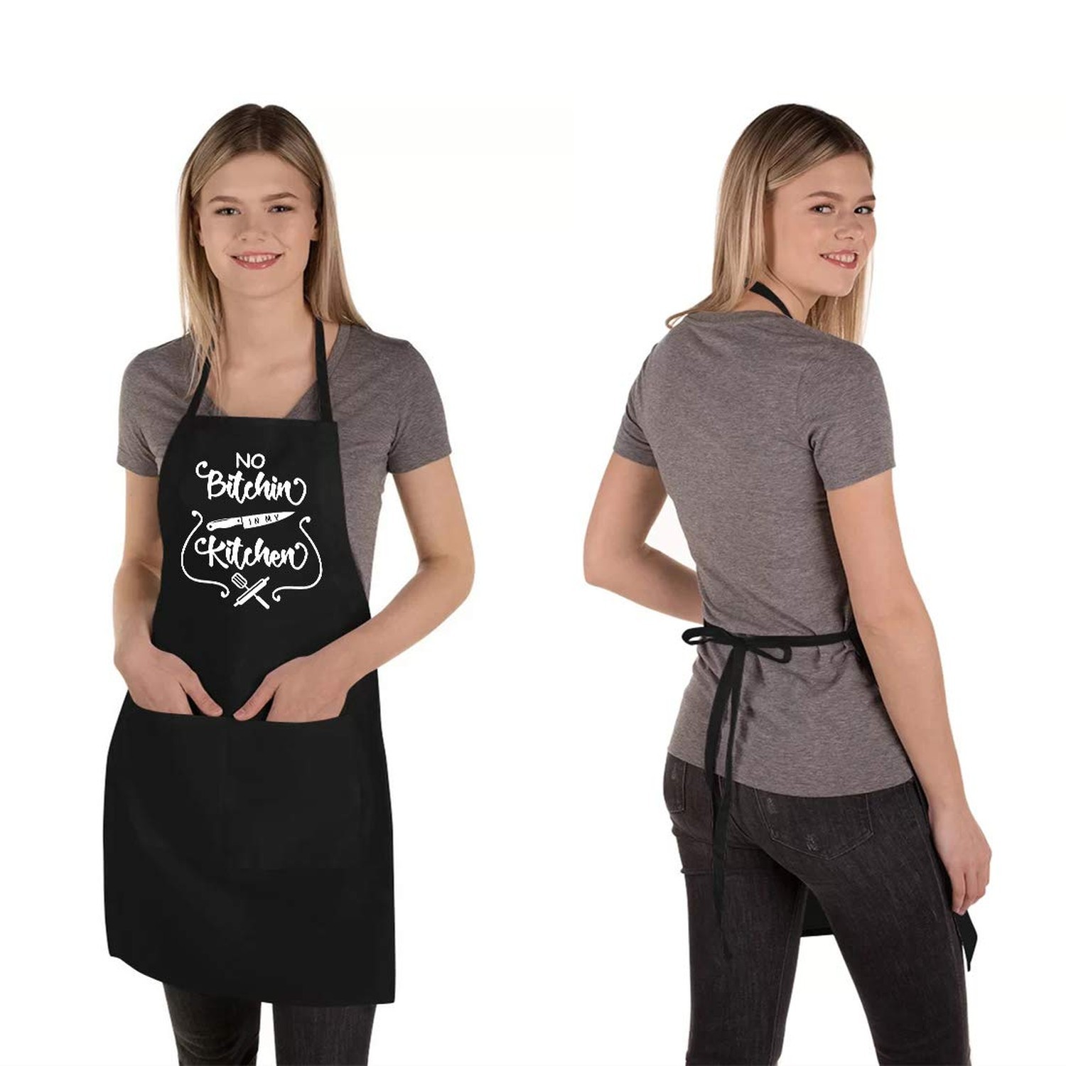 Funny Aprons for Women Men, Novelty Kitchen Cooking Apron with 2 Pockets, Cut...