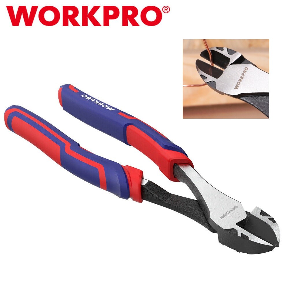 WORKPRO 8" High Leverage Diagonal Plier Heavy Duty Wire Cutters Diagonal Cutters
