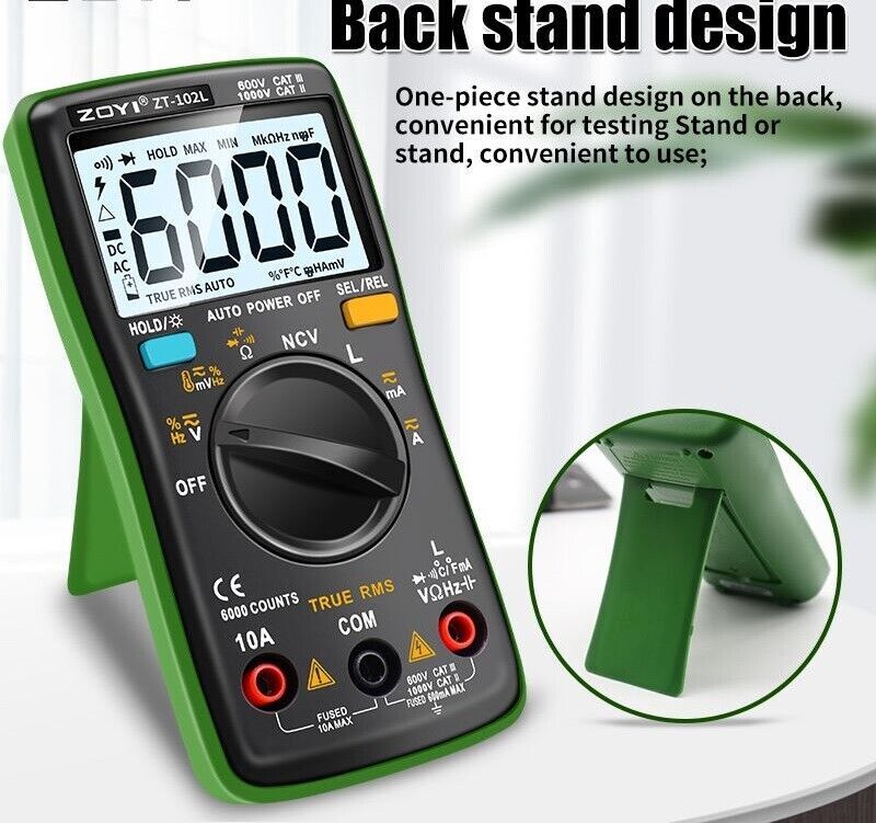 Digital Multimeter 6000 Auto Range AC/DC Ammeter Volt Backlight 60H LCR Tester