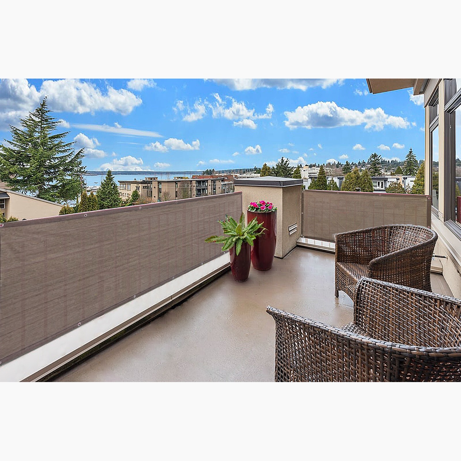 3', 4', 5', 6' Tall Outdoor Privacy Mesh Fence Screen Cover Garden Patio Brown