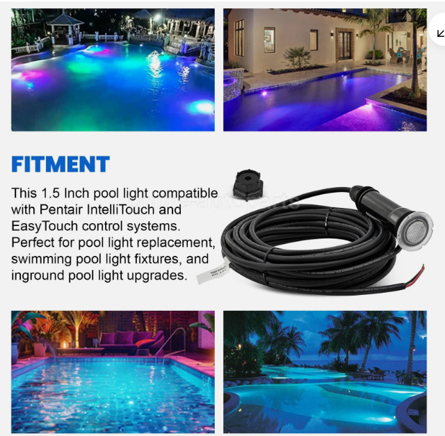 100 ft 18W 12V LED RGB 1.5 Pool Light For Pentair GloBrite Pentair IntelliTouch