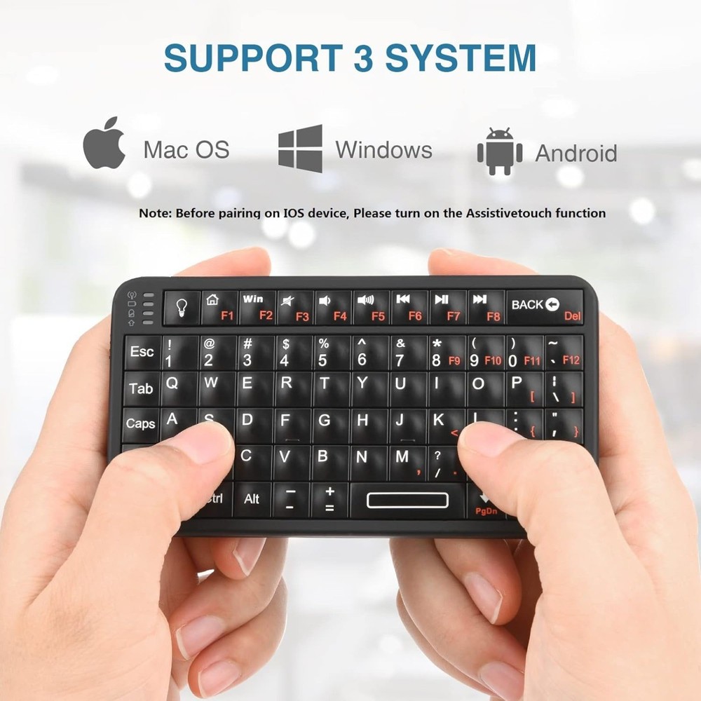 Mini Bluetooth Keyboard,Portable Wireless Rechargeable Keyboard with Backlit
