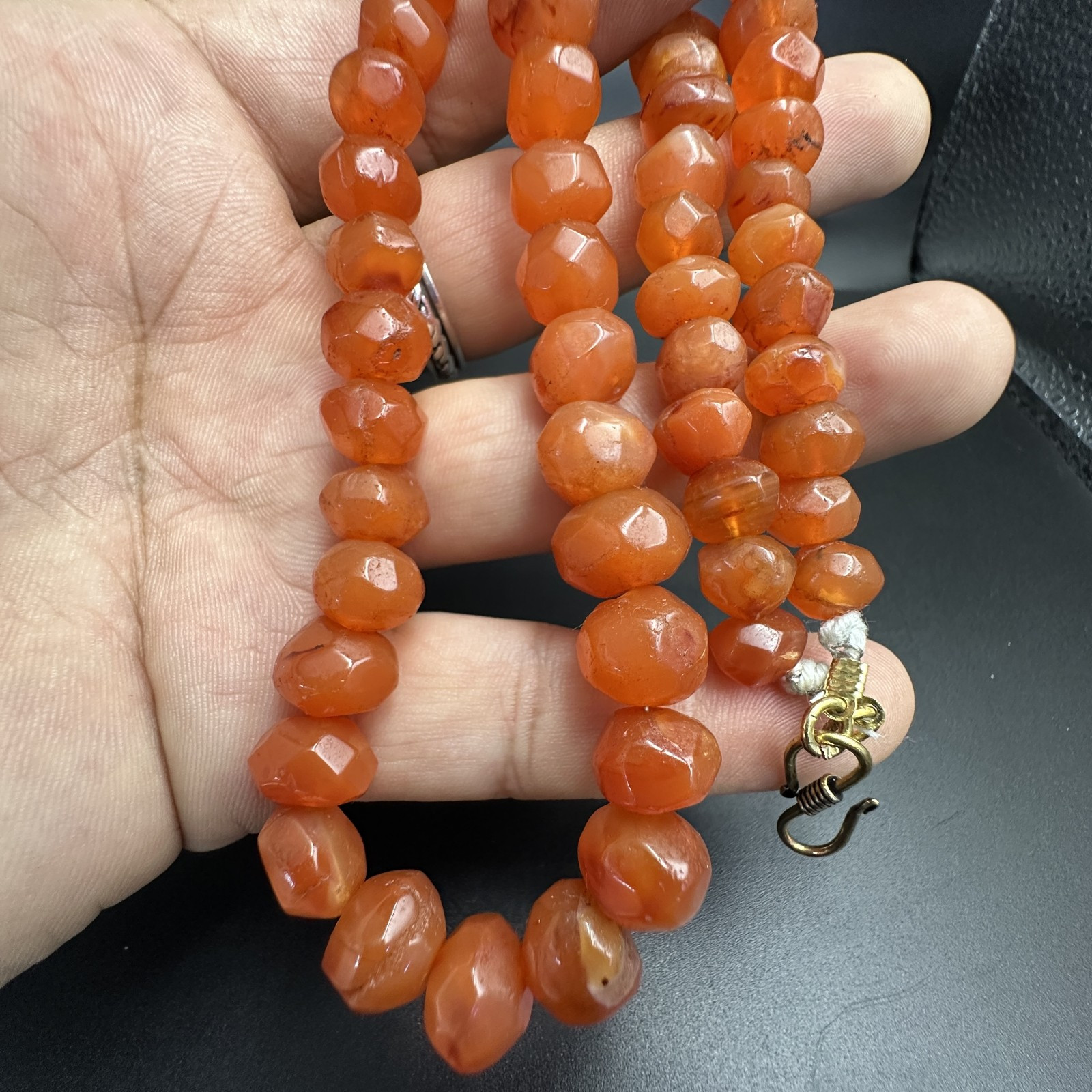 Vintage Himalayan Tibetan Carnelian Faceted Agate Beads Necklace