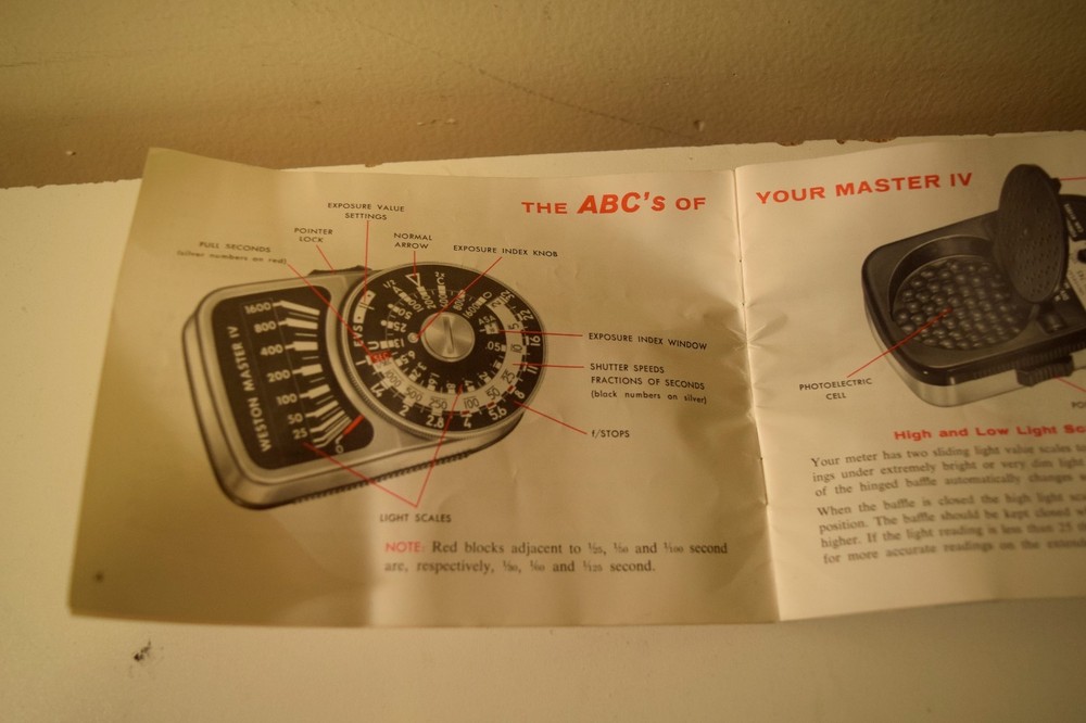 Weston Master IV Exposure Meter manual only