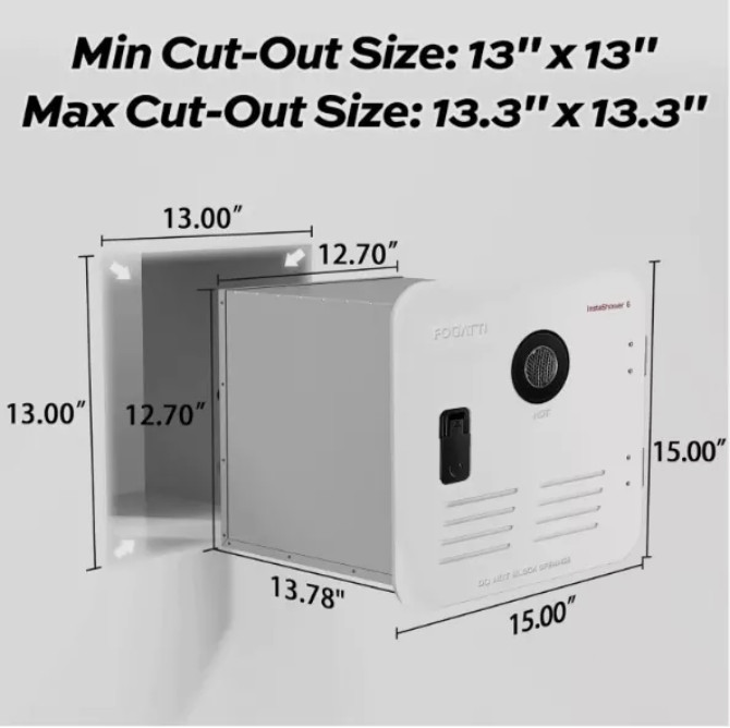 Used 2.5GPM RV Tankless Water Heater 48,000 BTU with 15x15 Black Door