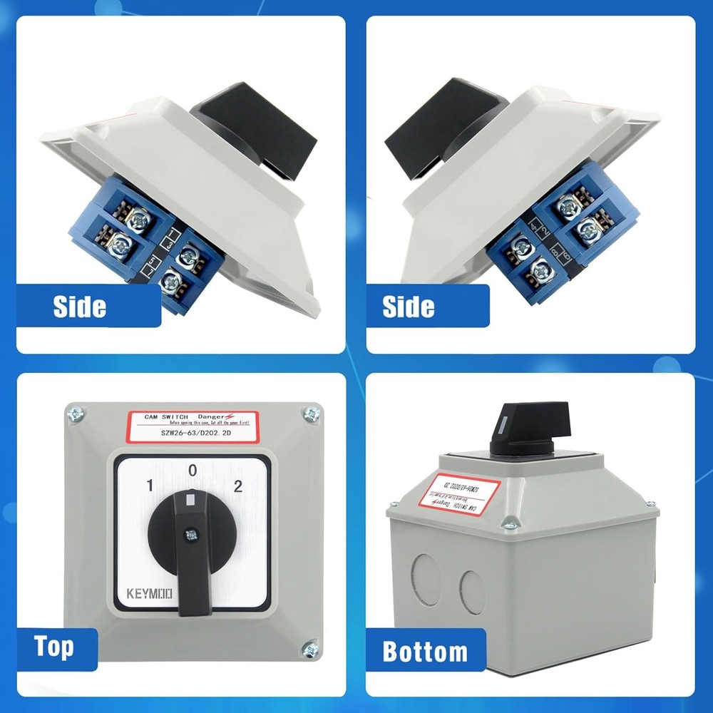 63A Rotary Changeover Switch with Master Switch Exterior Box, 660V 3 Position 2