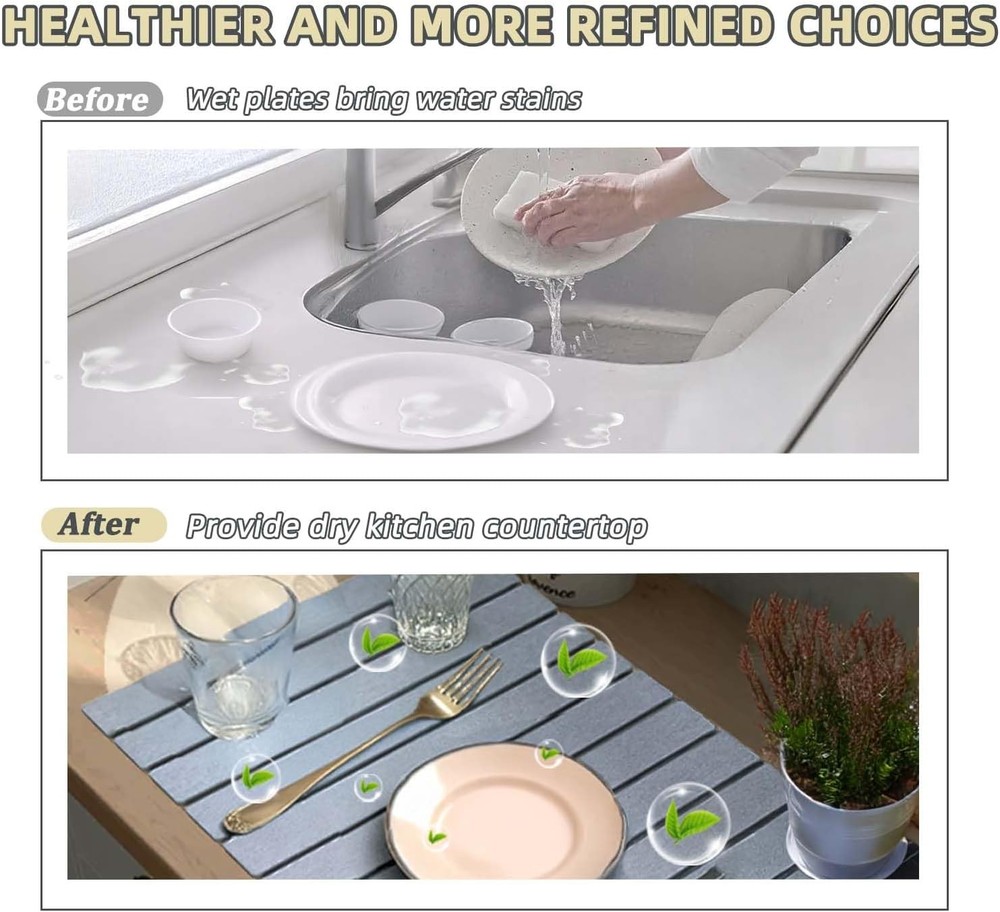 Large Stone Dish Drying Mats For Kitchen Counter, Environmental Diatomaceous
