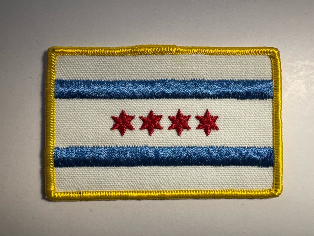 Chicago Illinois Flag Patch ~ Yellow Trim