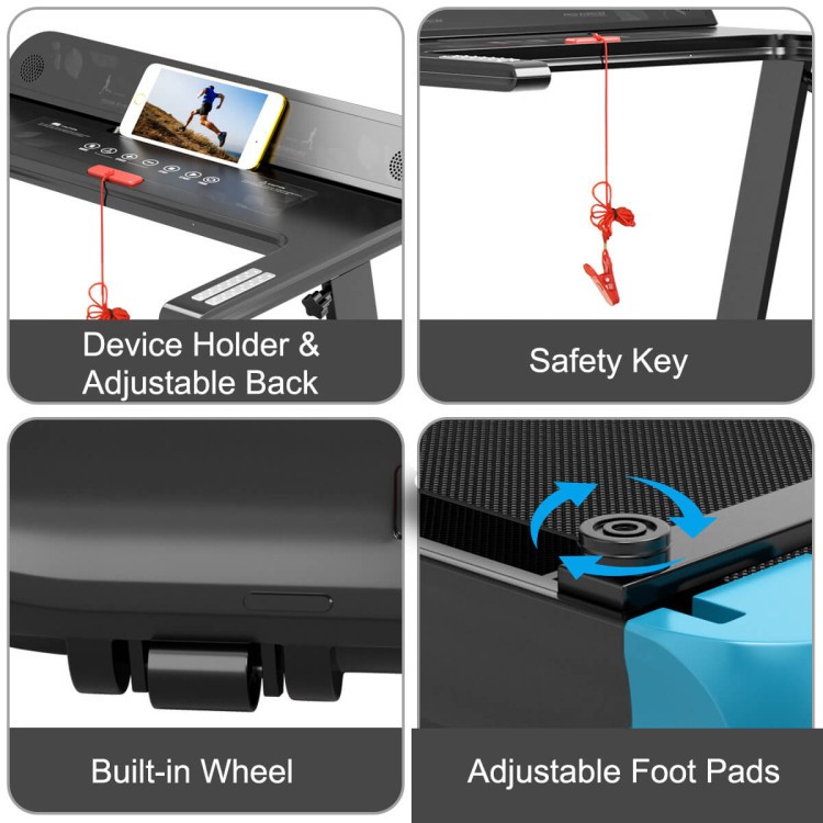 Folding Compact Treadmill – App Control, Bluetooth Speaker, 12 Preset Programs