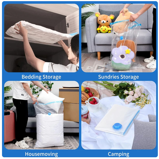 5 Jumbo Vacuum Storage Bags Travel Space Saver Organizer