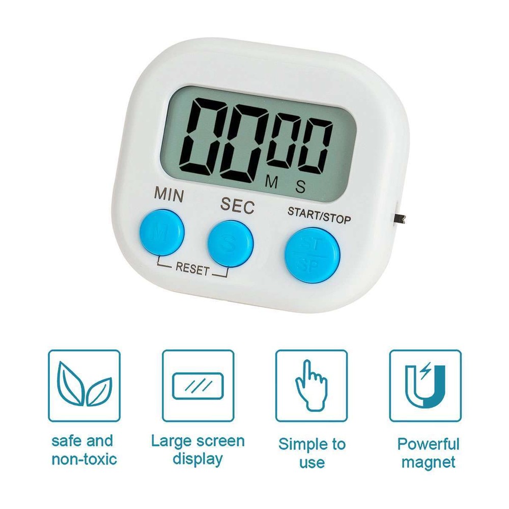 Kitchen Timer Magnetic LCD Digital Countdown Stopwatch With Stand Alarm Clock US