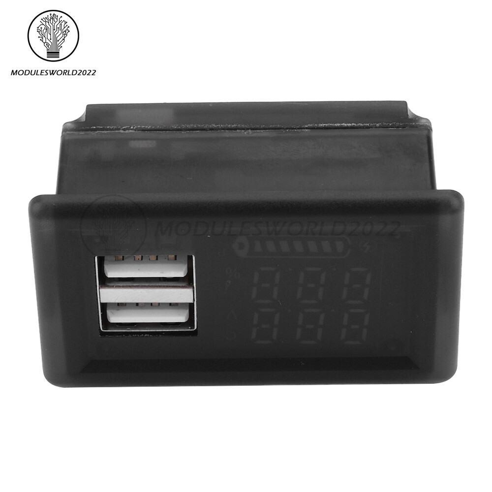 DC9-24V Battery Capacity Indicator USB Type-C LED Dual Digital Car Voltmeter