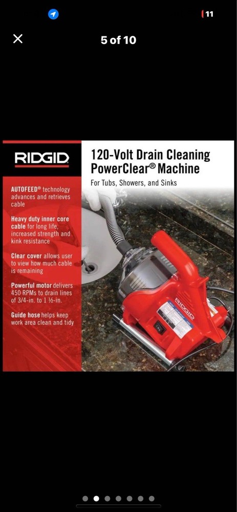 RIDGID PowerClear Drain Cleaning Machine - Red/Black