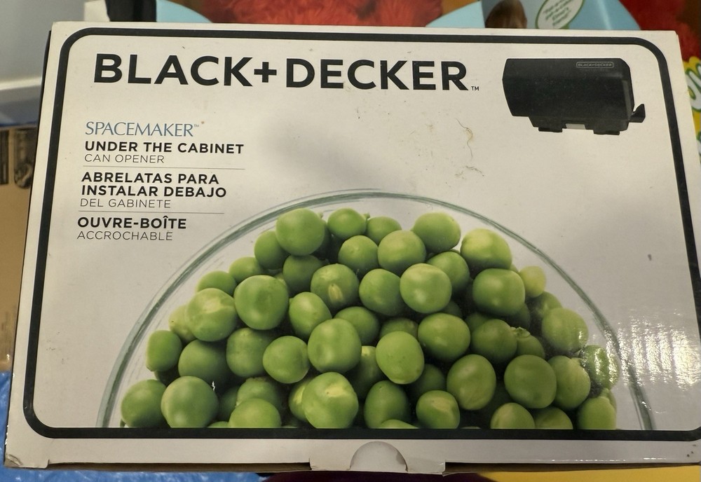 Black & Decker Spacemaker Under Cabinet Can Opener CO100B Black, Sharpener - NEW