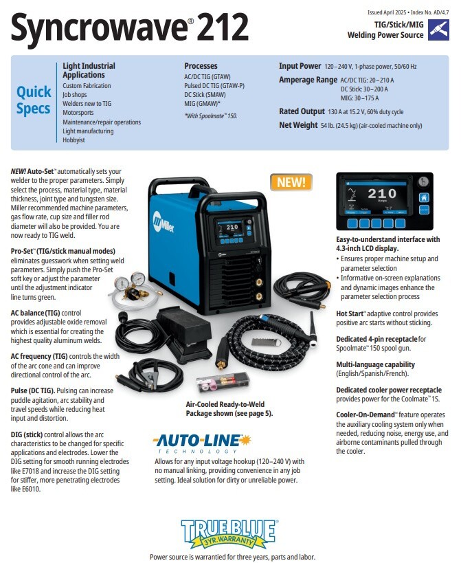 Miller Syncrowave 212 AC/DC TIG Welder (907911)