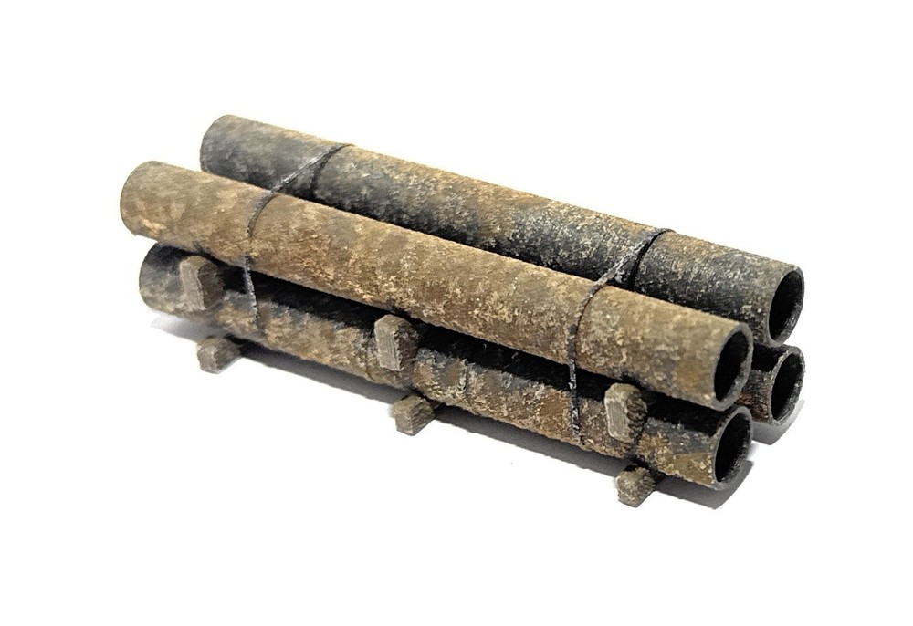 1:87 Ho Scale 20ft Rusty 2ft Pipe Load- Quad Stack (2.75in Long)
